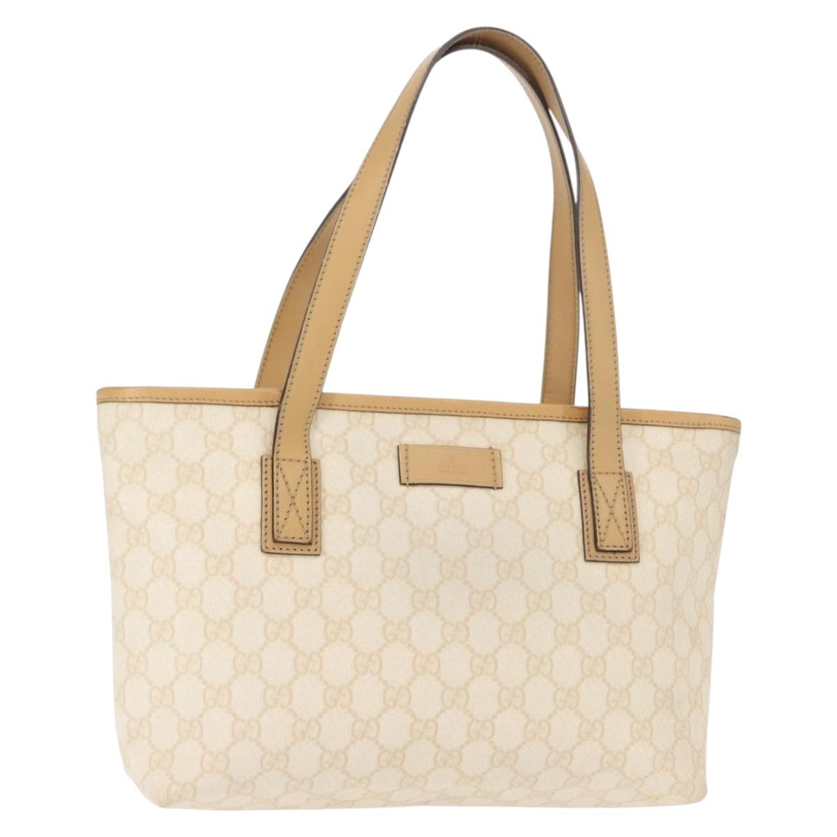 GUCCI GG Supreme Shoulder Bag PVC Beige Gold 211133 Auth 121363