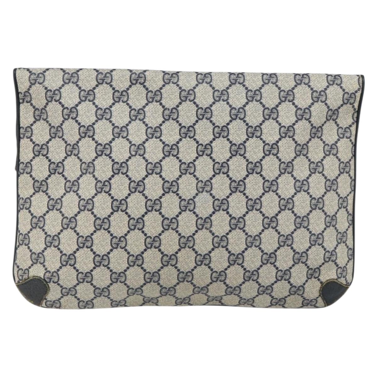 GUCCI GG Supreme Clutch Bag PVC Navy 89 02 075 Auth 121367