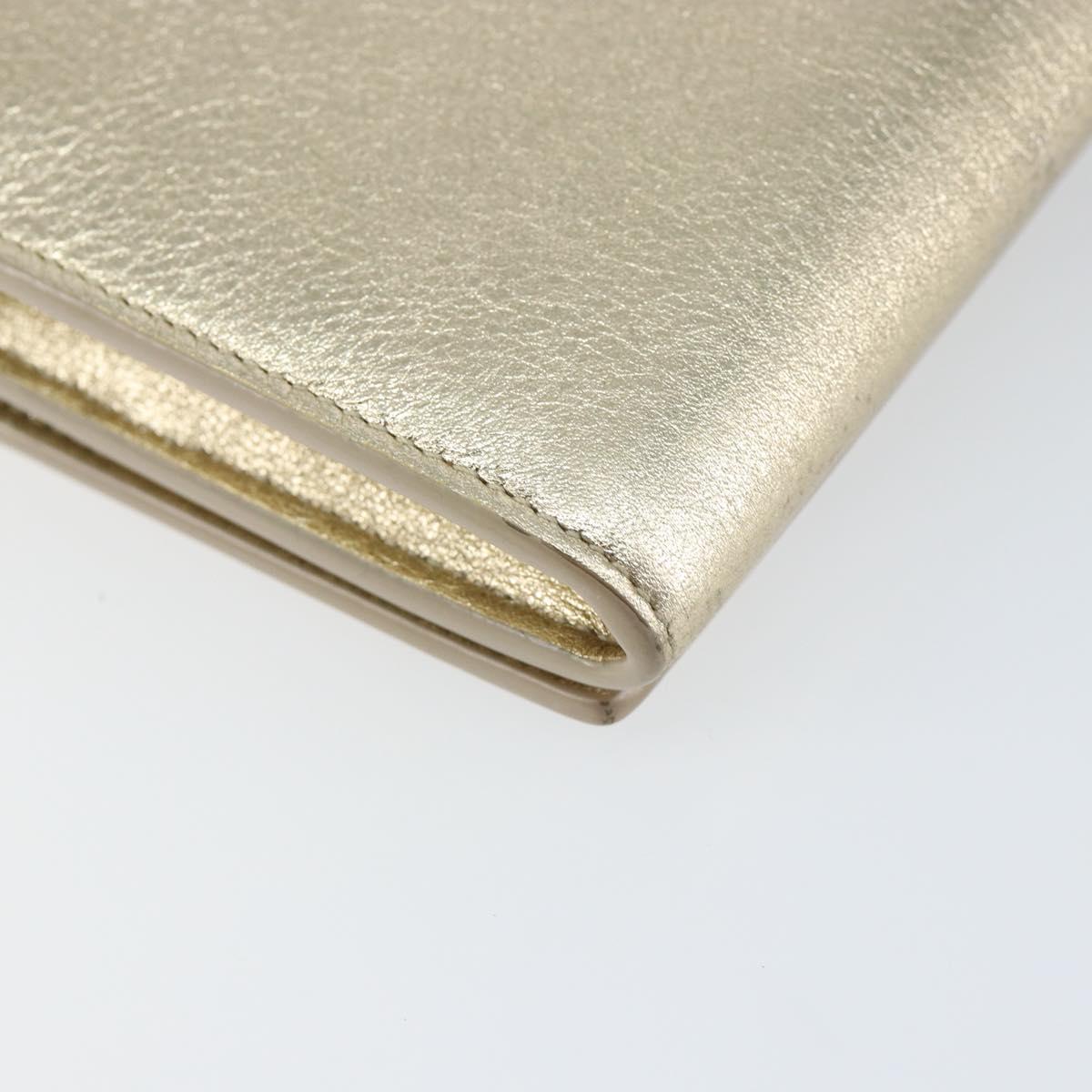 SAINT LAURENT Long Wallet Leather Gold Tone Auth 121369