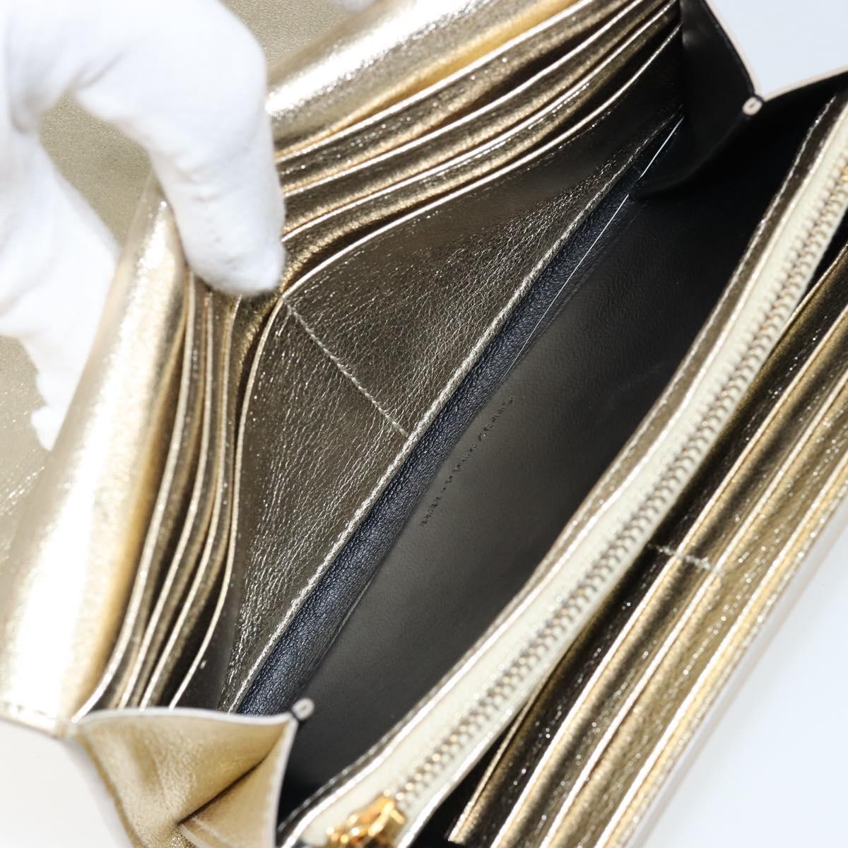 SAINT LAURENT Long Wallet Leather Gold Tone Auth 121369