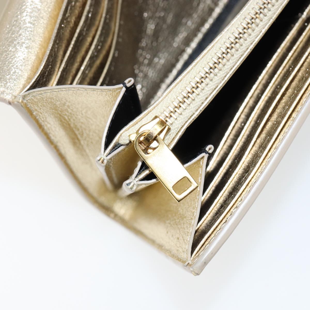 SAINT LAURENT Long Wallet Leather Gold Tone Auth 121369