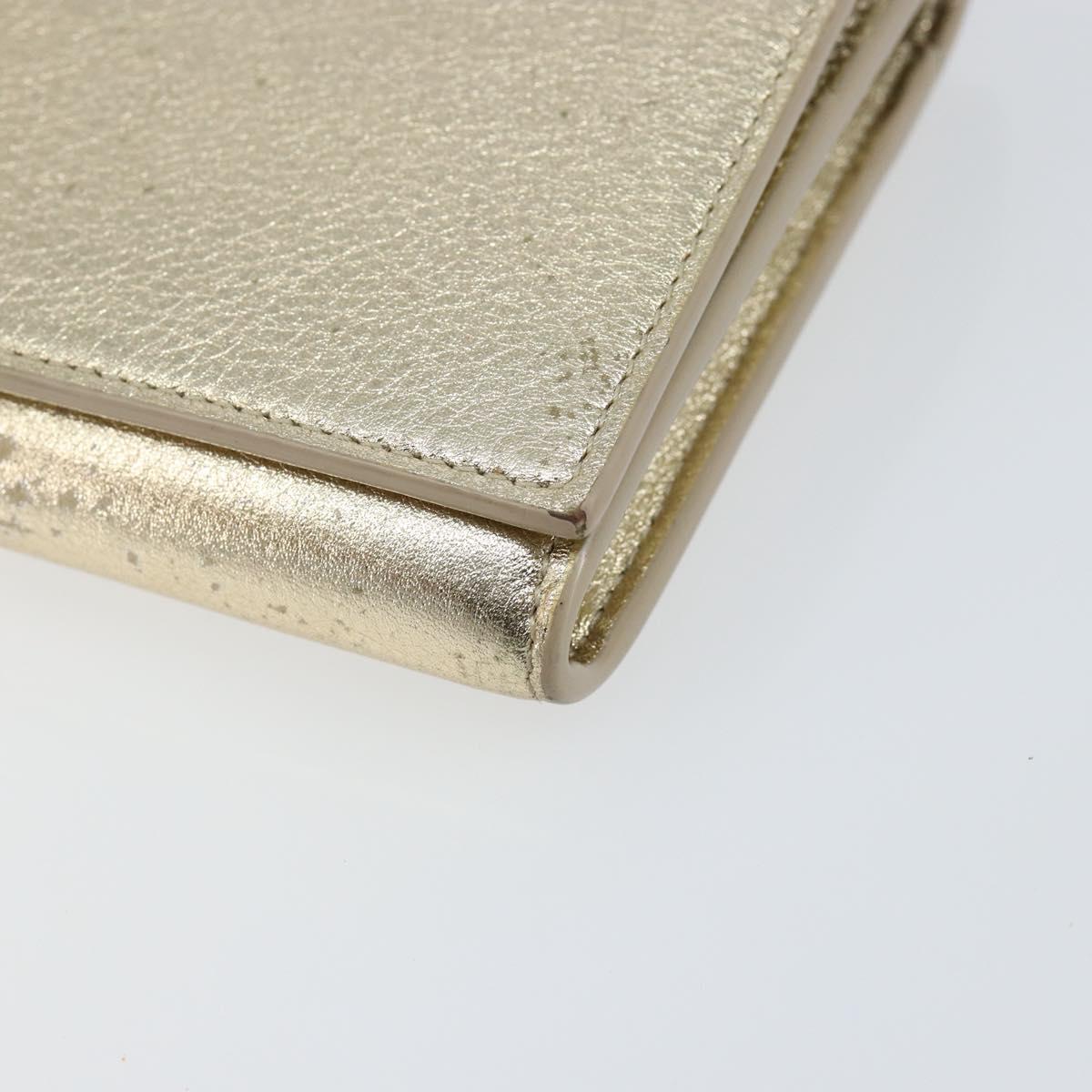 SAINT LAURENT Long Wallet Leather Gold Tone Auth 121369