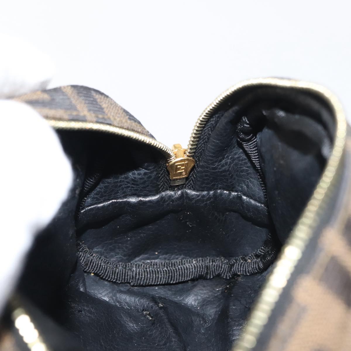 FENDI Zucca Canvas Pouch Black Brown Auth 121373