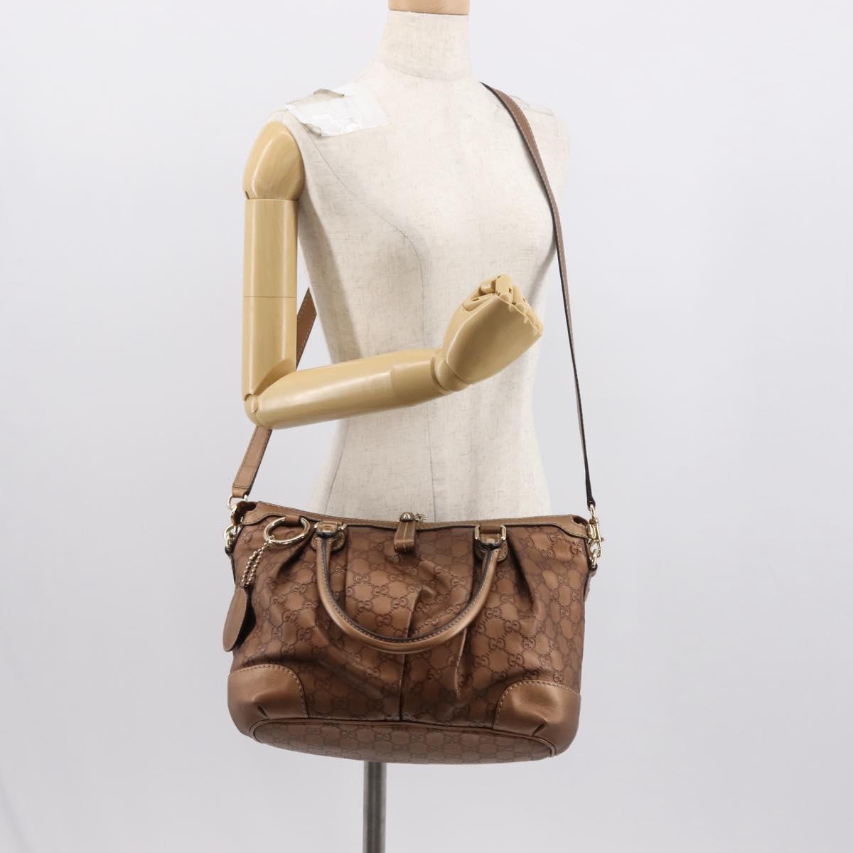 GUCCI GG Canvas Guccissima Bag Leather 2way Gold Metal brown 247902 Auth 121383