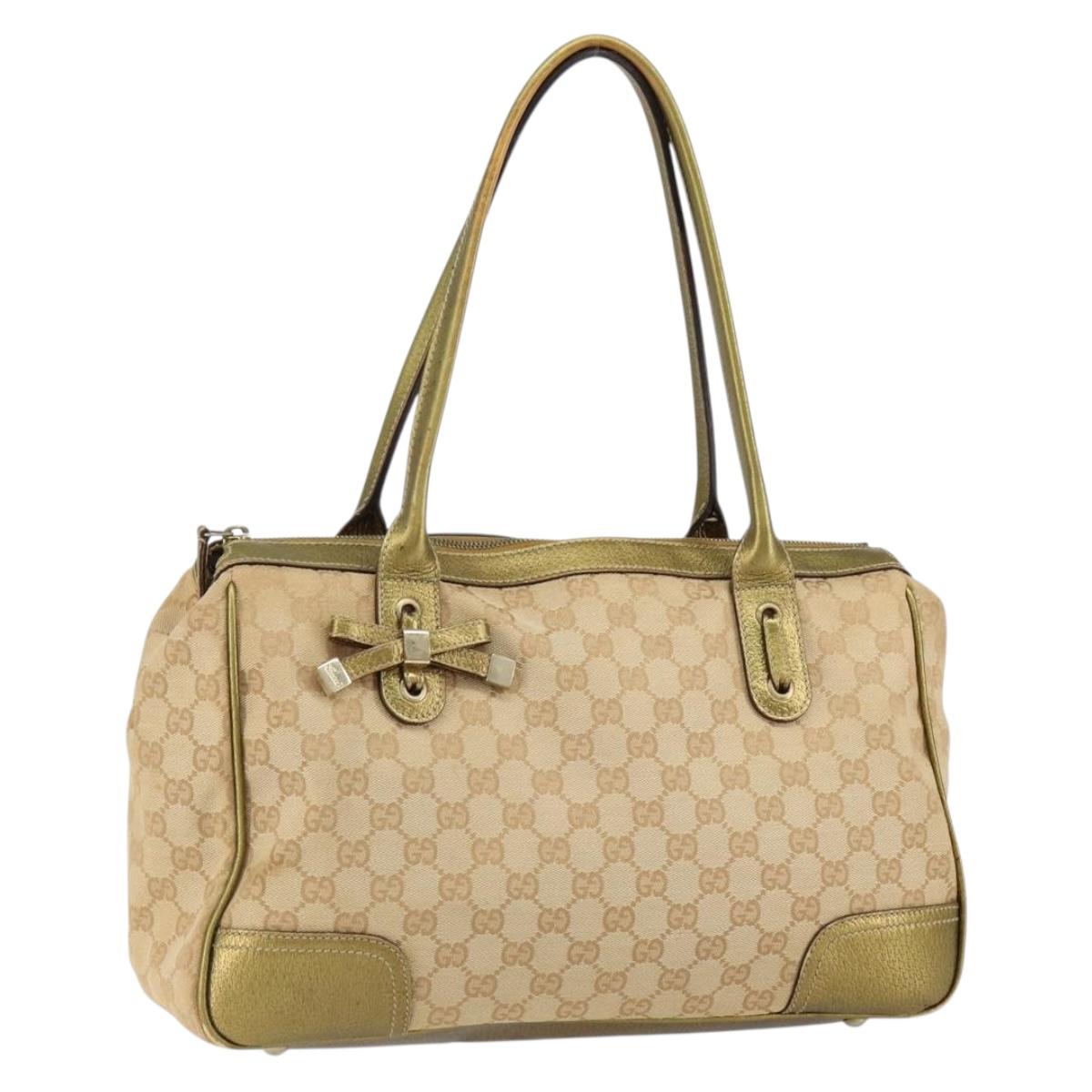 GUCCI GG Canvas Shoulder Bag Beige Gold 177052 Auth 121395