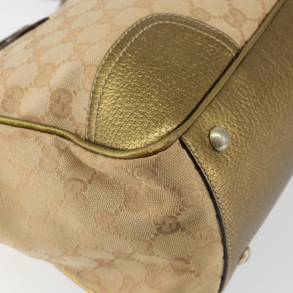 GUCCI GG Canvas Shoulder Bag Beige Gold 177052 Auth 121395