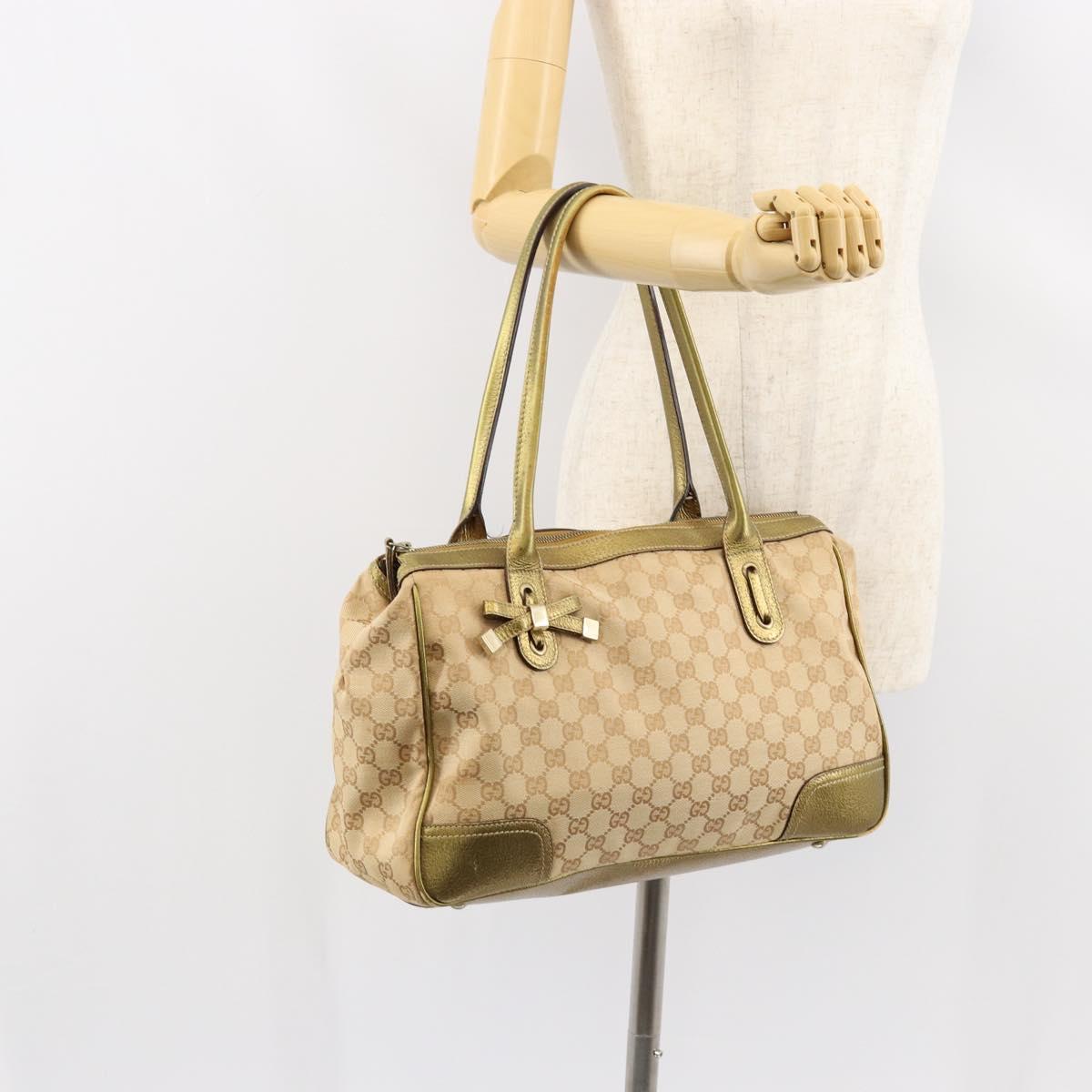 GUCCI GG Canvas Shoulder Bag Beige Gold 177052 Auth 121395