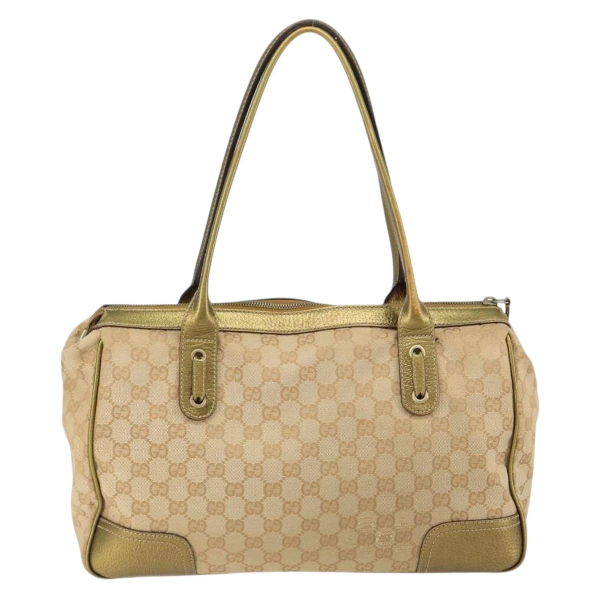 GUCCI GG Canvas Shoulder Bag Beige Gold 177052 Auth 121395
