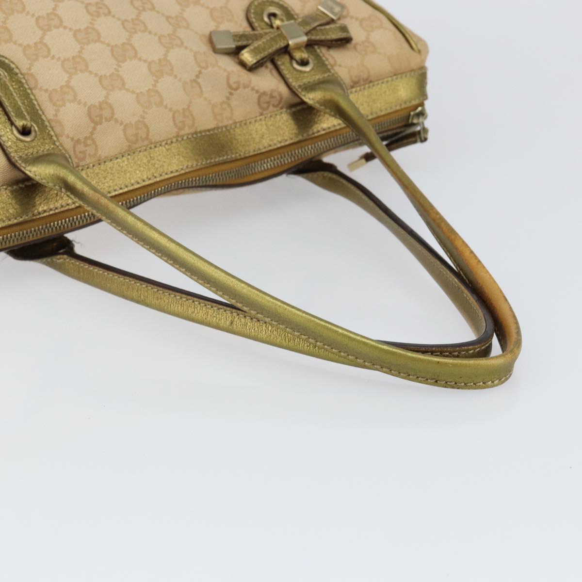 GUCCI GG Canvas Shoulder Bag Beige Gold 177052 Auth 121395