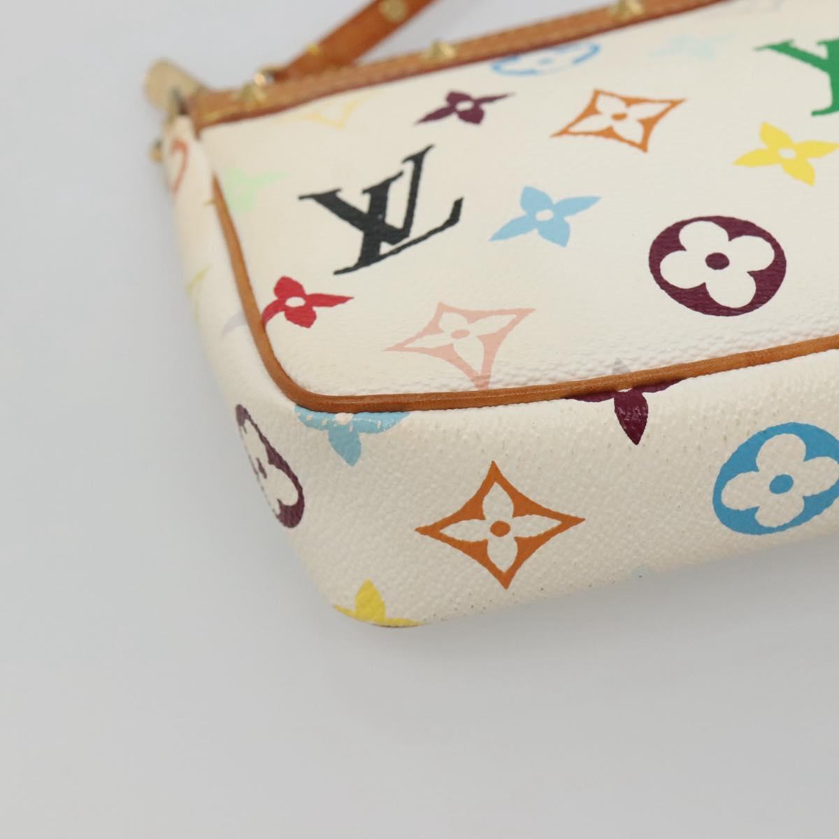 LOUIS VUITTON Multicolor Pochette Accessoires Pouch White M92649 Auth 121405