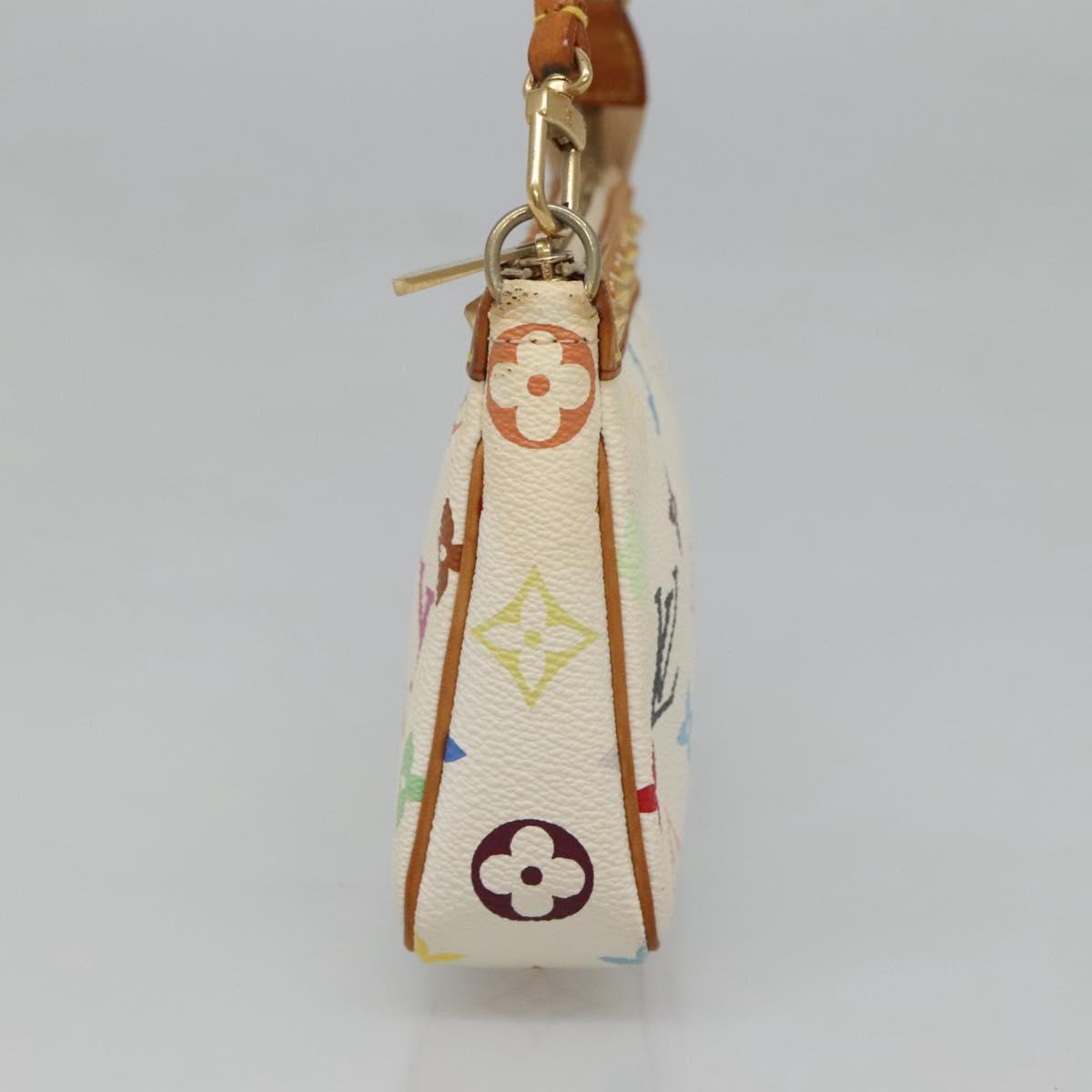 LOUIS VUITTON Multicolor Pochette Accessoires Pouch White M92649 Auth 121405