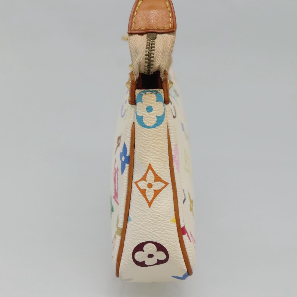 LOUIS VUITTON Multicolor Pochette Accessoires Pouch White M92649 Auth 121405