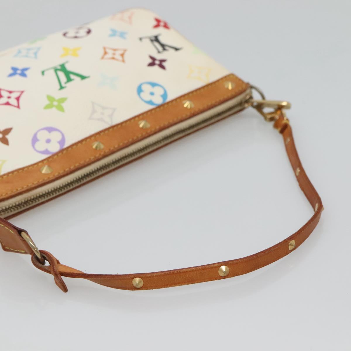 LOUIS VUITTON Multicolor Pochette Accessoires Pouch White M92649 Auth 121405