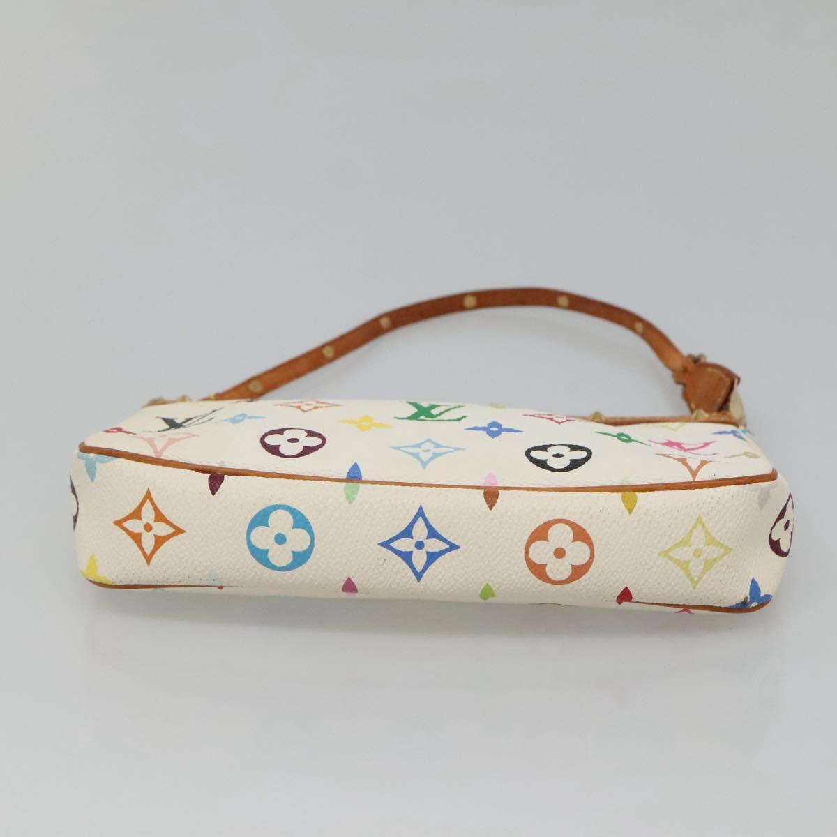LOUIS VUITTON Multicolor Pochette Accessoires Pouch White M92649 Auth 121405