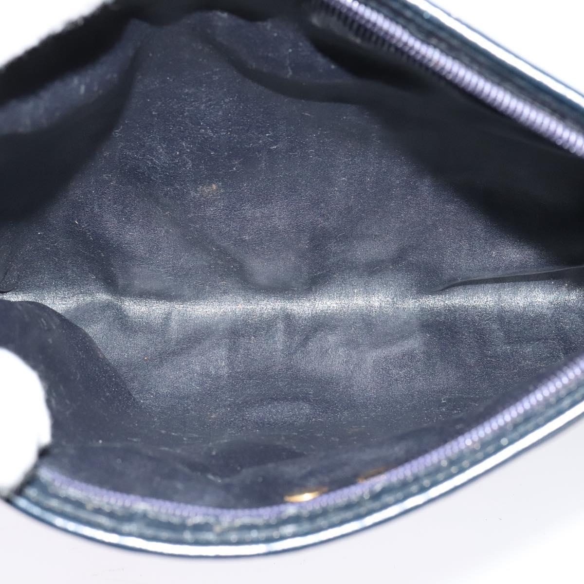 Christian Dior Trotter Canvas Shoulder Bag Navy Gold Auth 121410