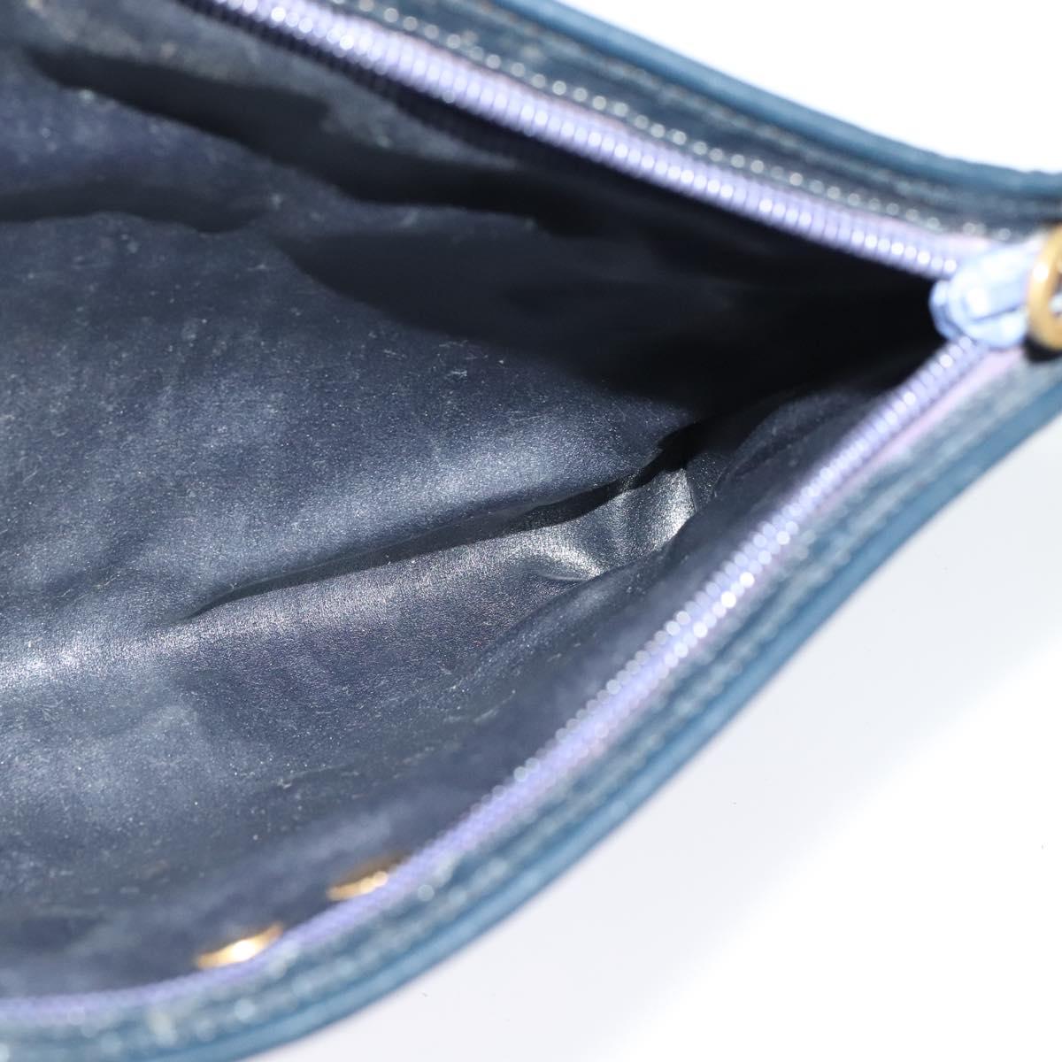 Christian Dior Trotter Canvas Shoulder Bag Navy Gold Auth 121410