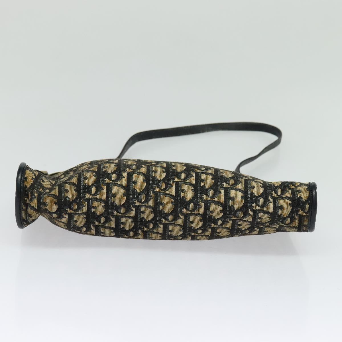 Christian Dior Trotter Canvas Shoulder Bag Navy Gold Auth 121410