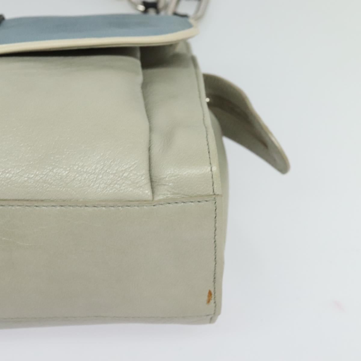BALENCIAGA Shoulder Bag Leather Gray Silver Auth 121412