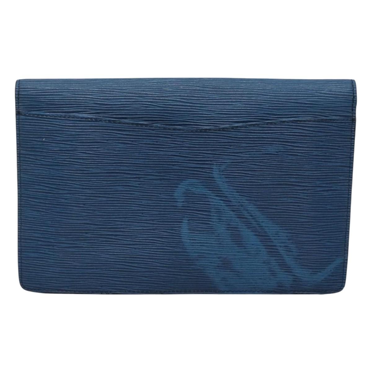 LOUIS VUITTON Epi Montaigne 27 Clutch Bag Blue M52655 LV Auth 121415