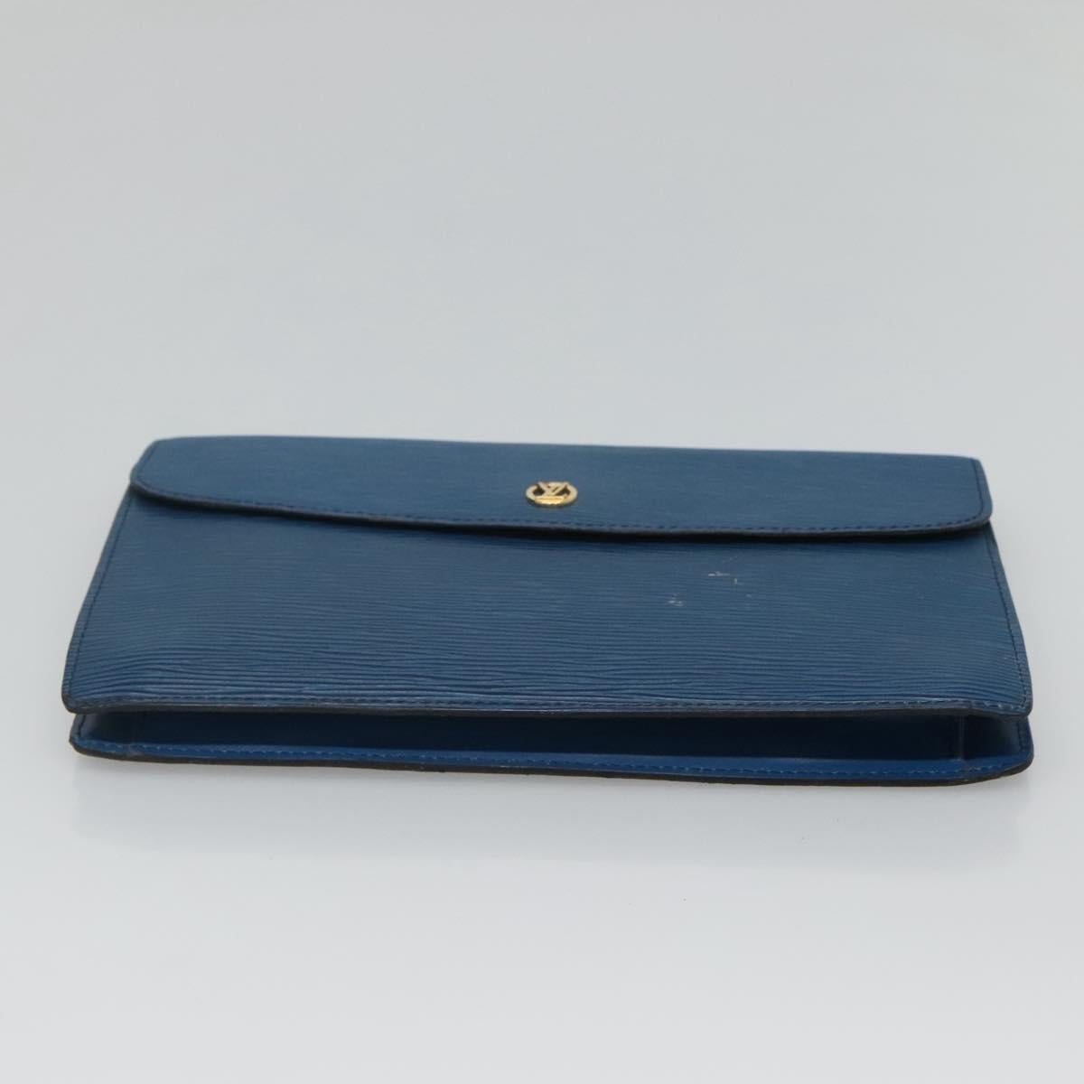 LOUIS VUITTON Epi Montaigne 27 Clutch Bag Blue M52655 LV Auth 121415