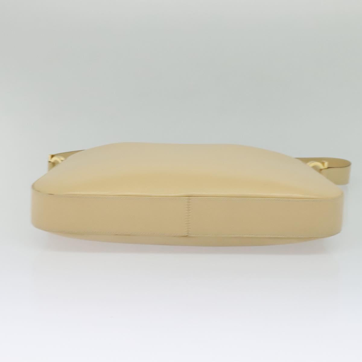 Salvatore Ferragamo Gancini Shoulder Bag Leather Beige Gold Auth 121419