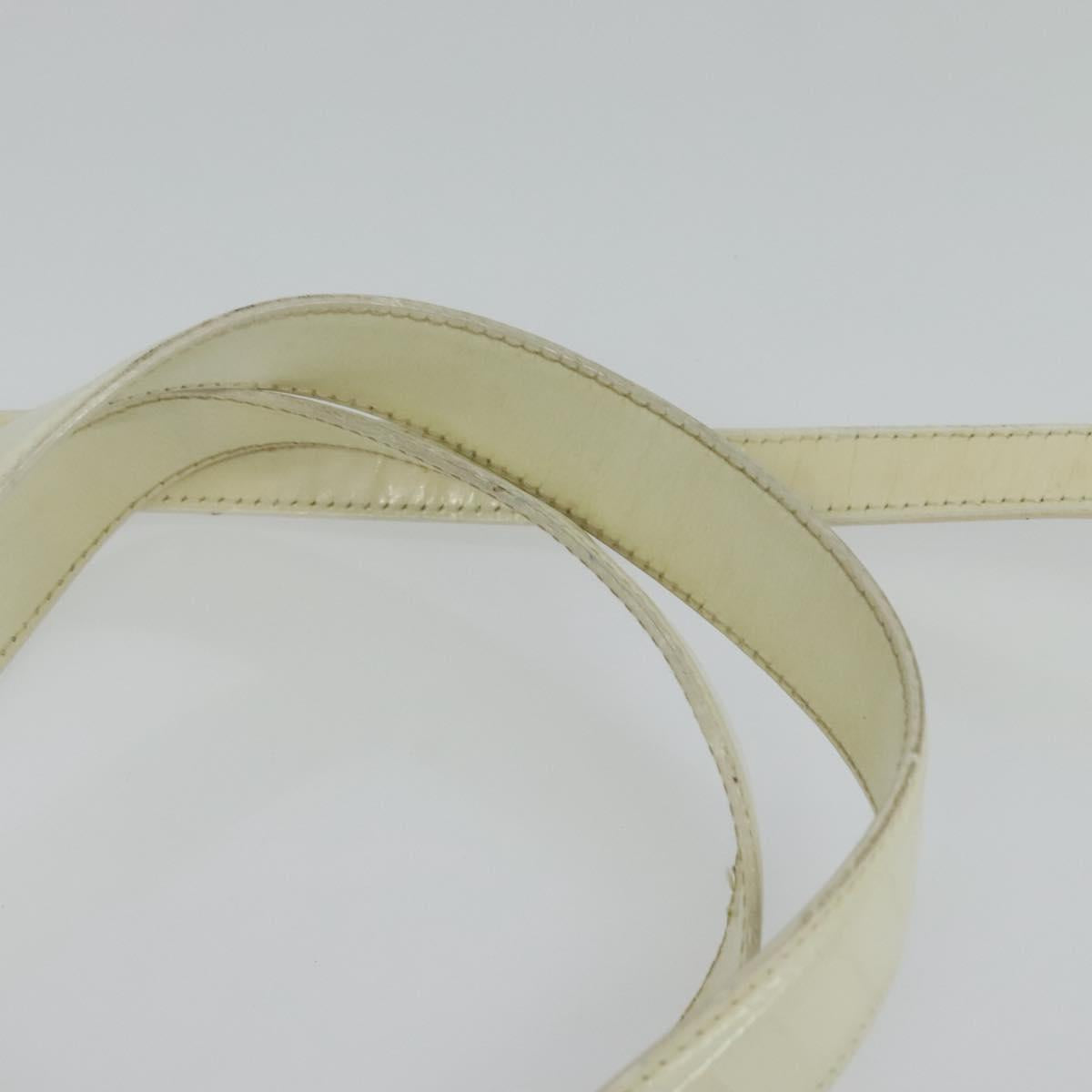 Salvatore Ferragamo Gancini Hand Bag Patent 2way White Silver Auth 121420