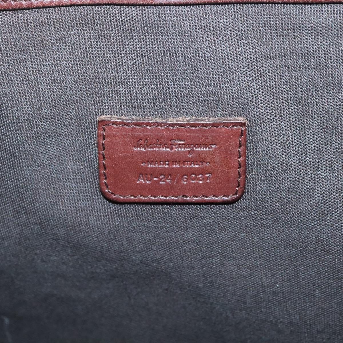Salvatore Ferragamo Gancini Tote Bag Leather Brown Silver Auth 121422