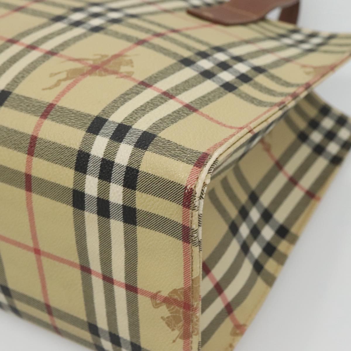 BURBERRY Nova Check Tote Bag PVC Beige Auth 121426