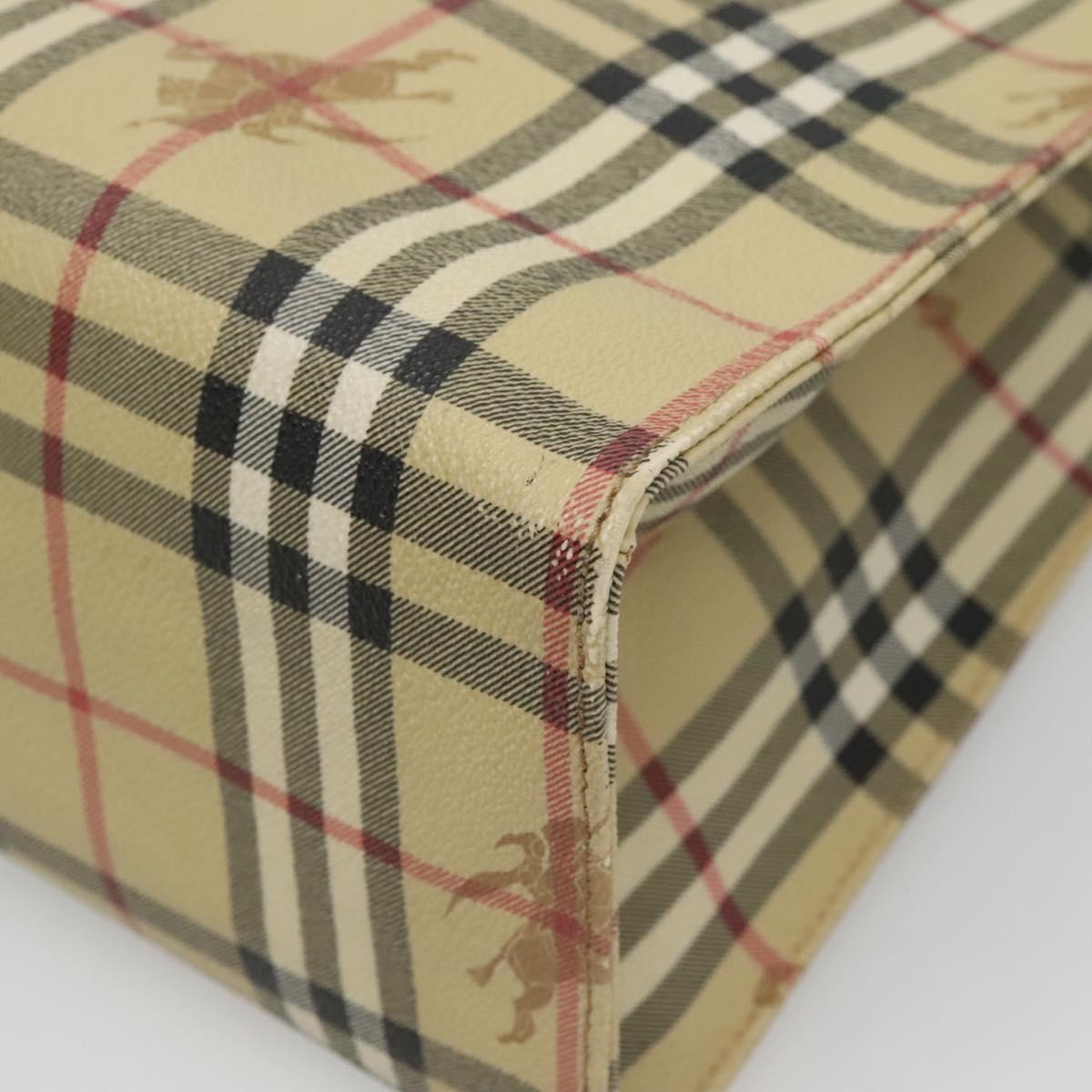 BURBERRY Nova Check Tote Bag PVC Beige Auth 121426