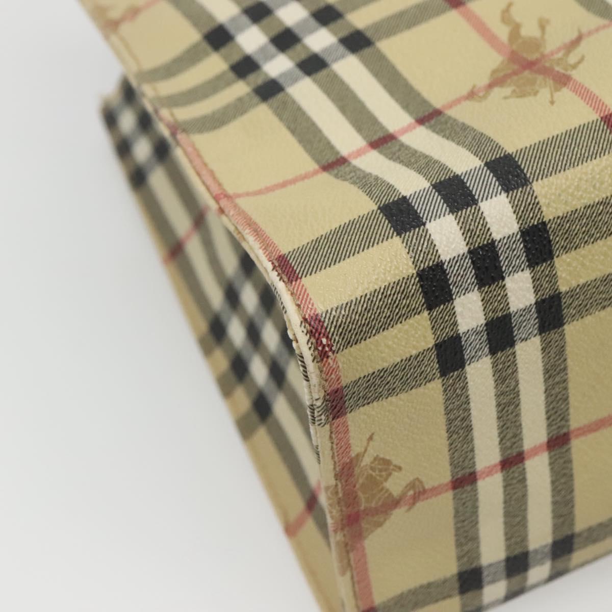 BURBERRY Nova Check Tote Bag PVC Beige Auth 121426