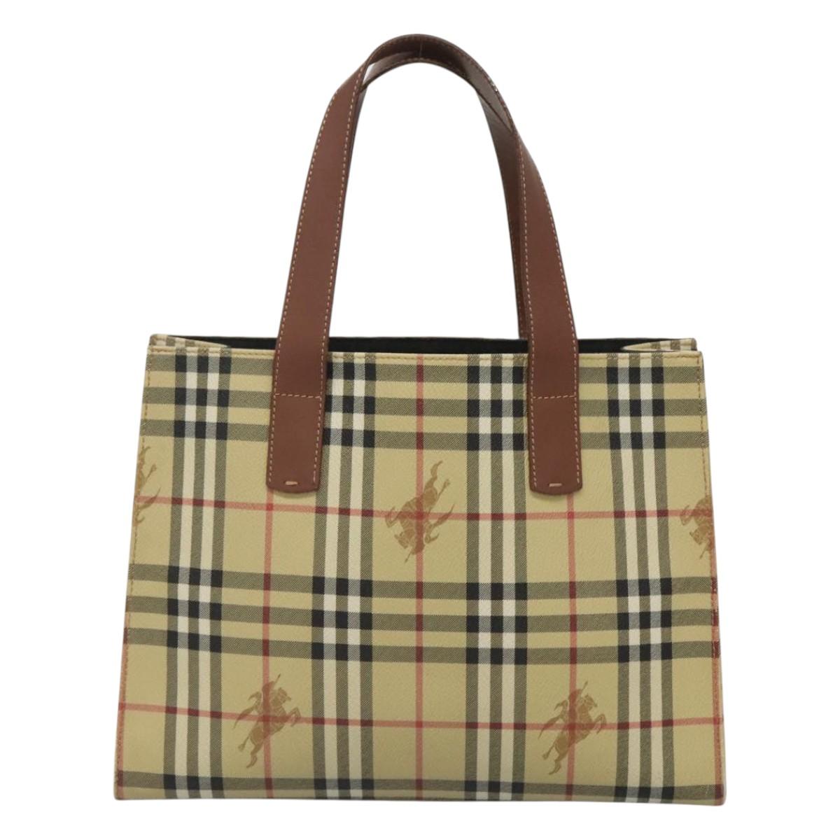 BURBERRY Nova Check Tote Bag PVC Beige Auth 121426