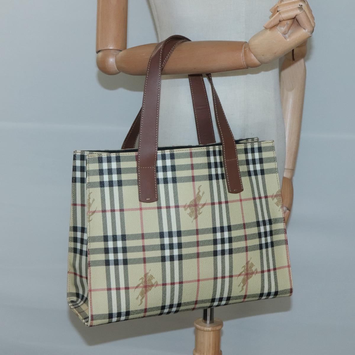 BURBERRY Nova Check Tote Bag PVC Beige Auth 121426