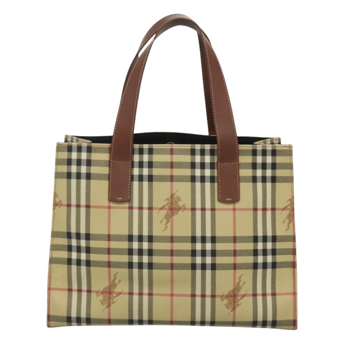 BURBERRY Nova Check Tote Bag PVC Beige Auth 121426