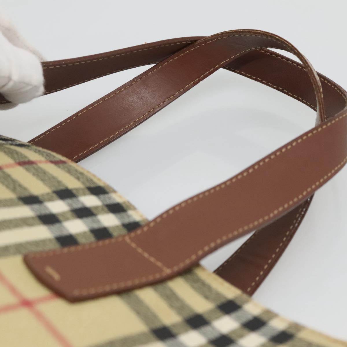 BURBERRY Nova Check Tote Bag PVC Beige Auth 121426