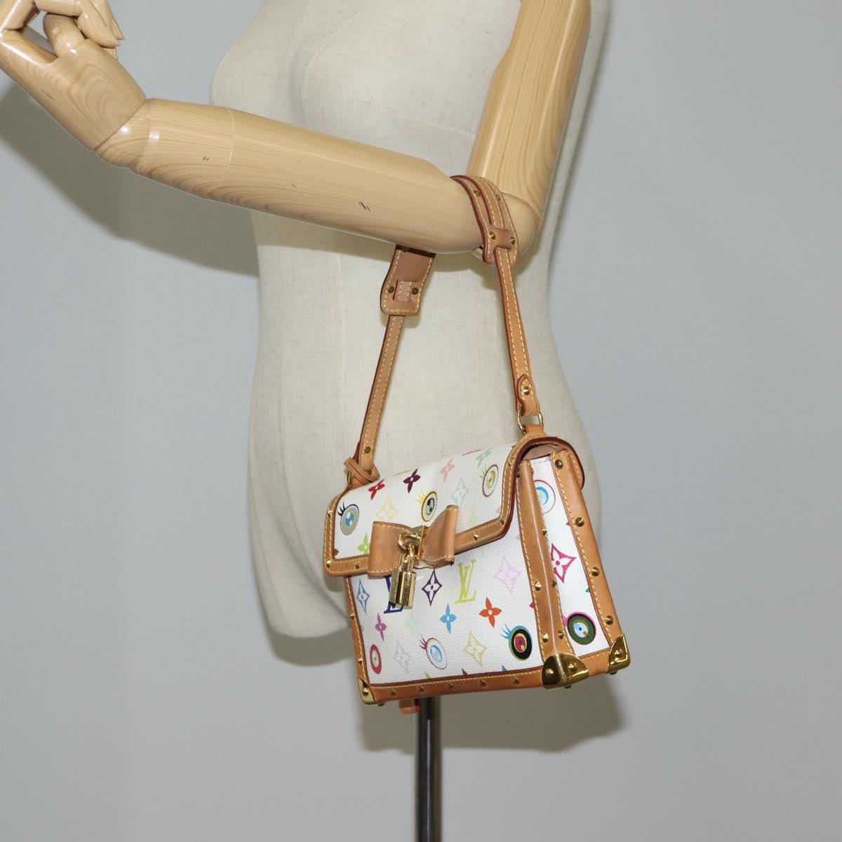 LOUIS VUITTON Monogram Pochette Eye Miss You Hand Bag White M92055 Auth 121439M
