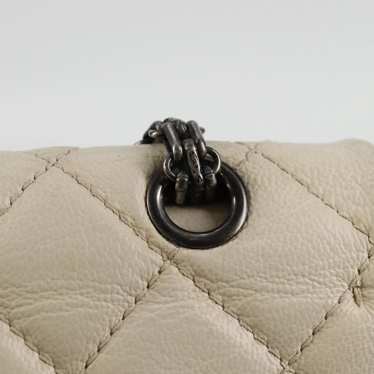 CHANEL Matelasse 30 2.25 Chain Shoulder Bag Caviar Skin White CC Auth 121441