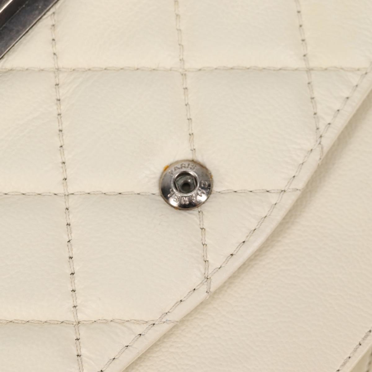 CHANEL Matelasse 30 2.25 Chain Shoulder Bag Caviar Skin White CC Auth 121441