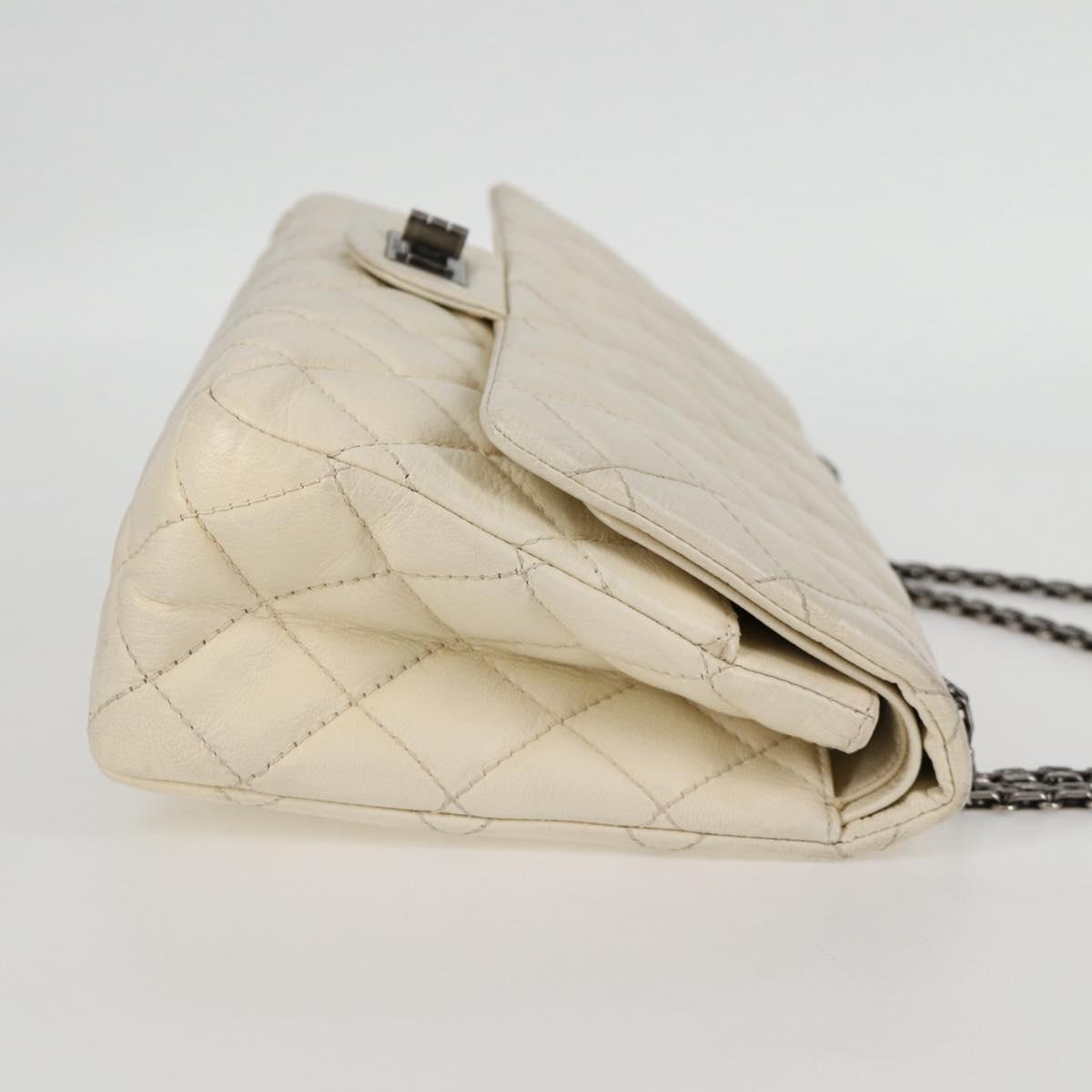 CHANEL Matelasse 30 2.25 Chain Shoulder Bag Caviar Skin White CC Auth 121441