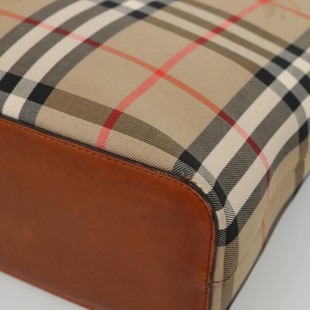 BURBERRY Nova Check Shoulder Bag Canvas Beige Gold Auth 121443