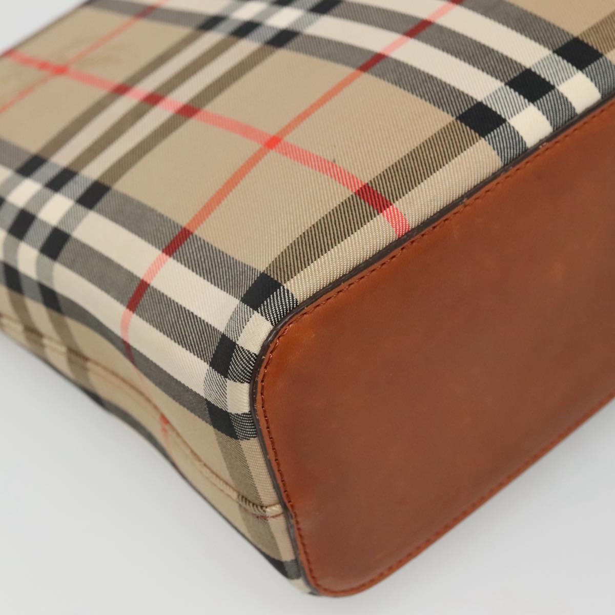 BURBERRY Nova Check Shoulder Bag Canvas Beige Gold Auth 121443