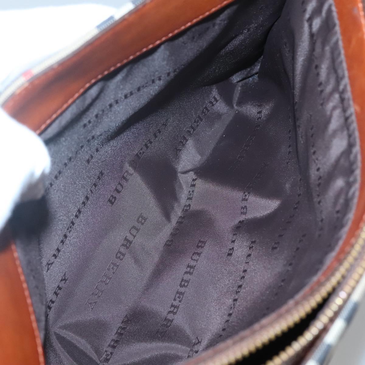 BURBERRY Nova Check Shoulder Bag Canvas Beige Gold Auth 121443