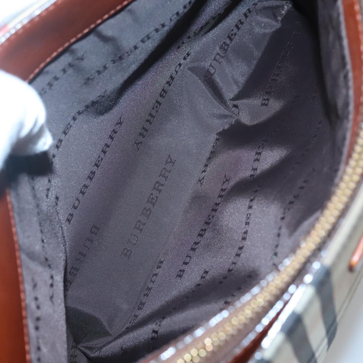 BURBERRY Nova Check Shoulder Bag Canvas Beige Gold Auth 121443