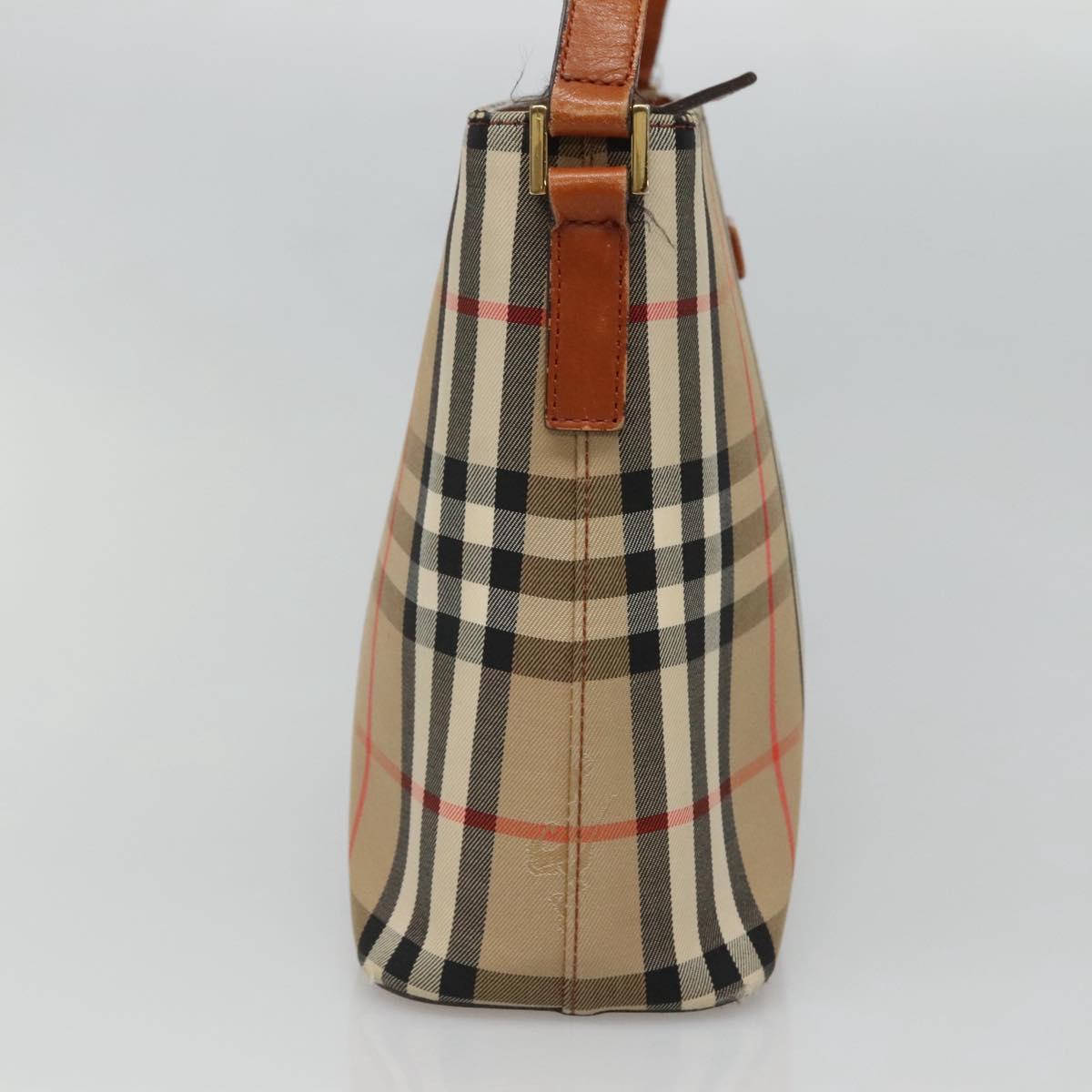 BURBERRY Nova Check Shoulder Bag Canvas Beige Gold Auth 121443