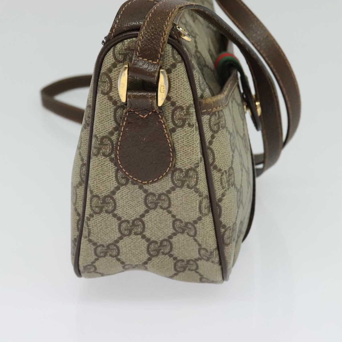 GUCCI GG Supreme Web Sherry Line Shoulder Bag PVC Beige 89 02 032 Auth 121449