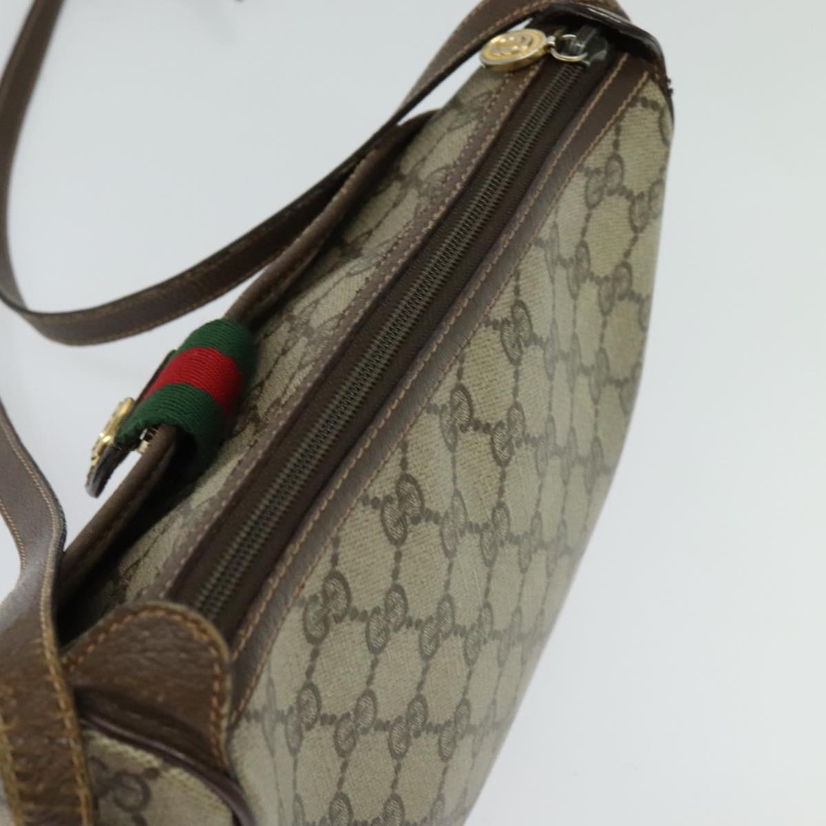 GUCCI GG Supreme Web Sherry Line Shoulder Bag PVC Beige 89 02 032 Auth 121449