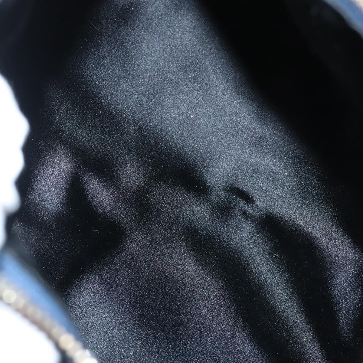 BVLGARI Hand Bag Canvas Navy Gold Auth 121454