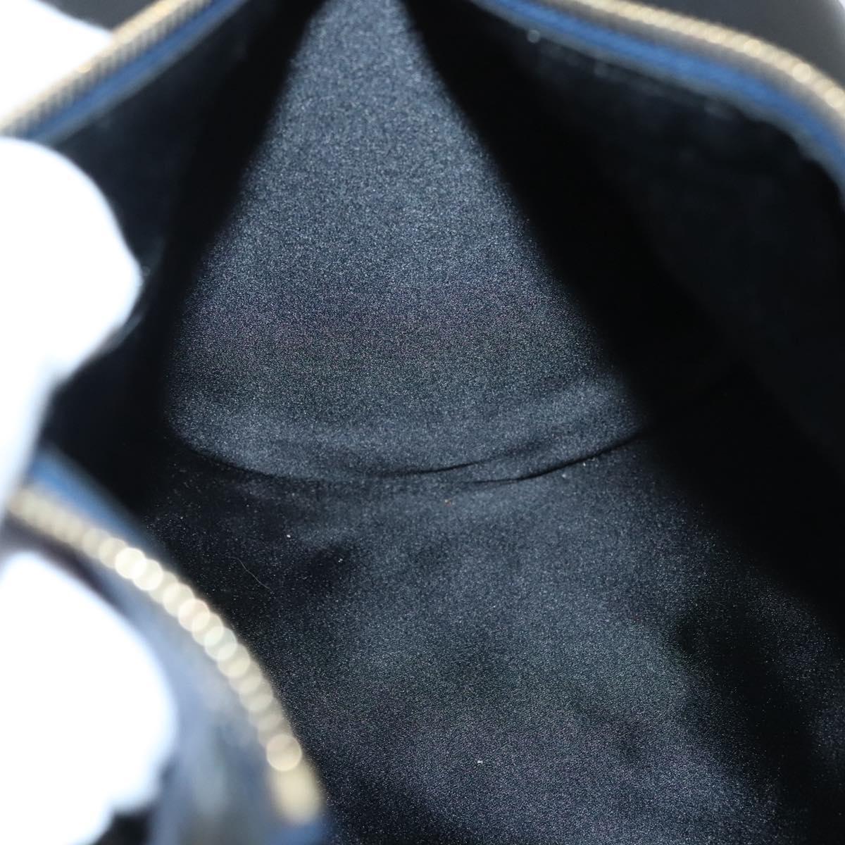 BVLGARI Hand Bag Canvas Navy Gold Auth 121454