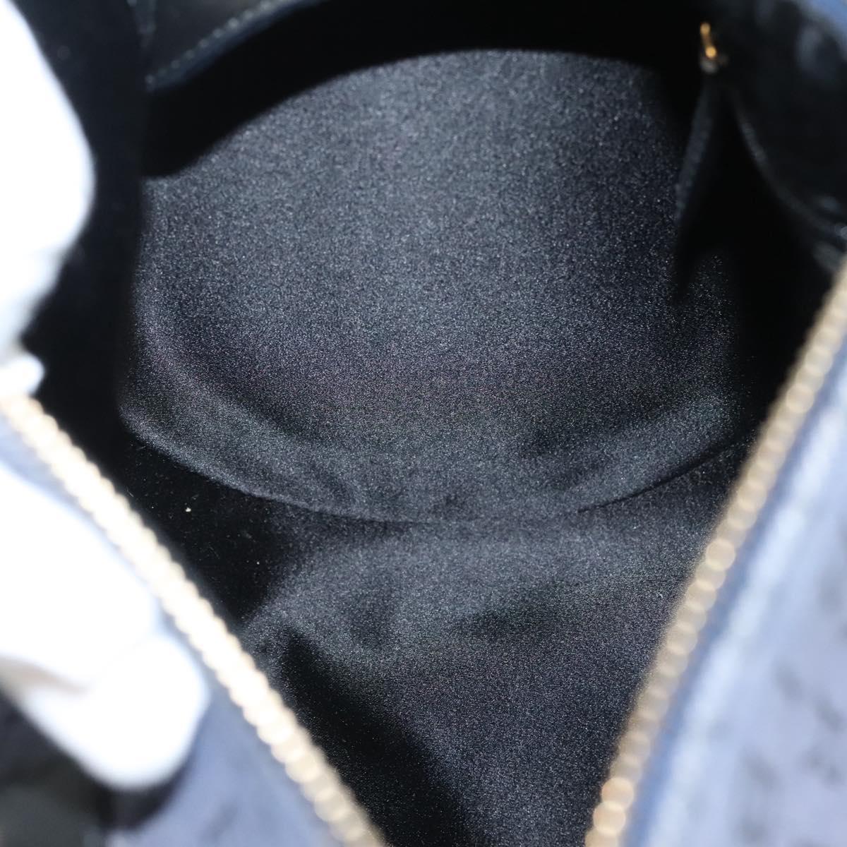 BVLGARI Hand Bag Canvas Navy Gold Auth 121454