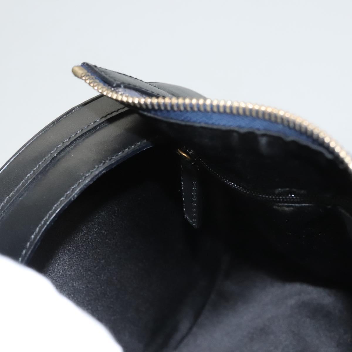 BVLGARI Hand Bag Canvas Navy Gold Auth 121454