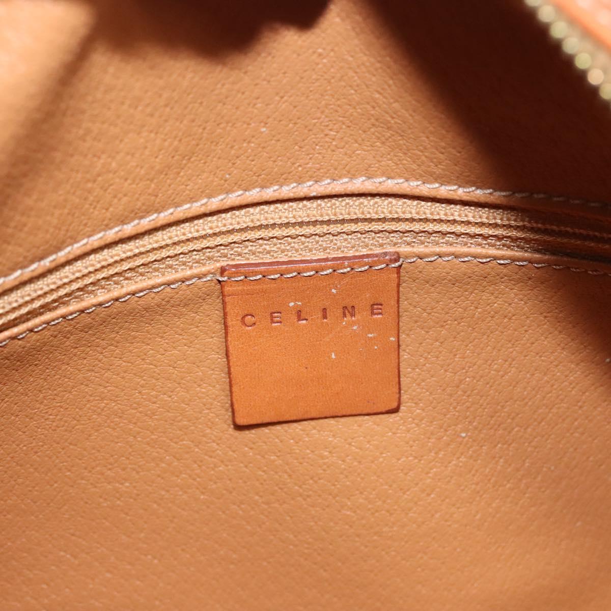 CELINE Macadam Canvas Hand Bag PVC Leather Brown Gold Auth 121455